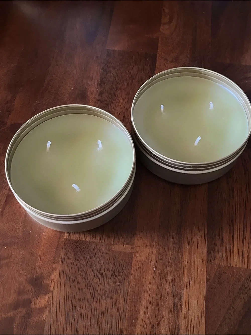 Decorative Silver Tin Candle with Mint Green Floral Label by
